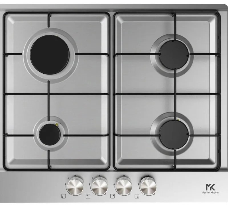 Piano cottura 4 fuochi L 59 cm MKHG60401PREXS MASTER KITCHEN acciaio inox griglie in ferro smaltato