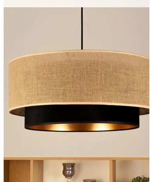 Lampadario sospeso con corda SARTA 1xE27/60W/230V Ø 45 cm nero/iuta
