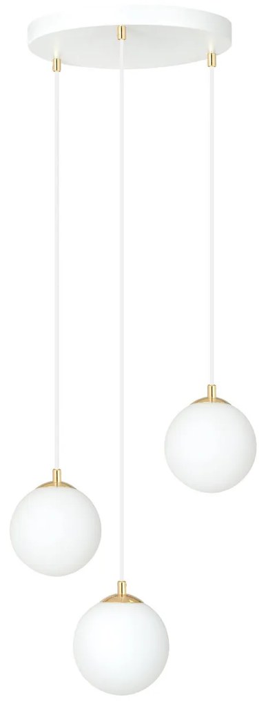 Lampadario a sospensione in Acciaio ROYAL 3 Nero/Bianco e Oro 3xE14