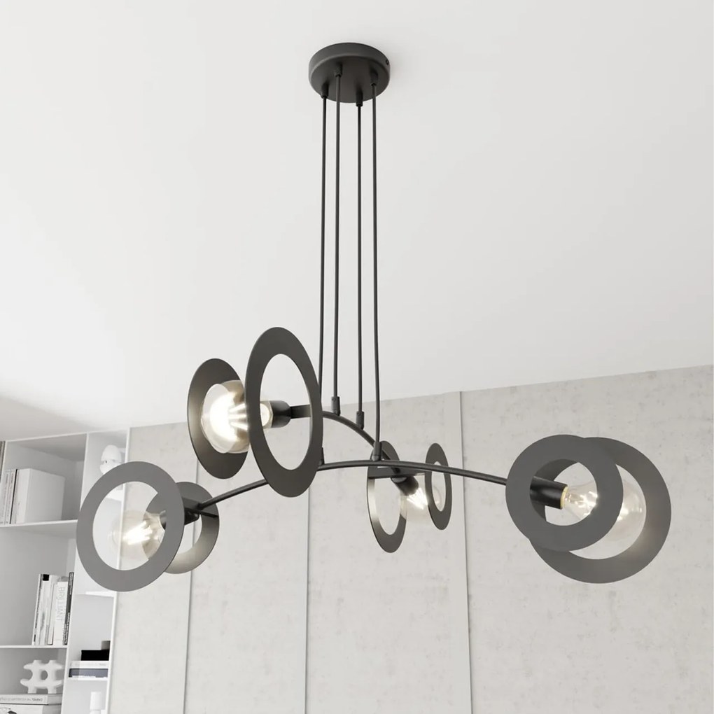 Lampadario a sospensione in acciaio EUFORIA 4 nero 4xE27