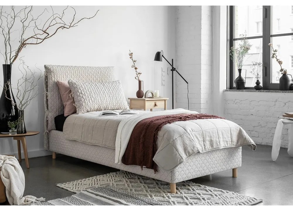 Letto singolo imbottito beige con rete 90x200 cm Sleepy Luna - Miuform