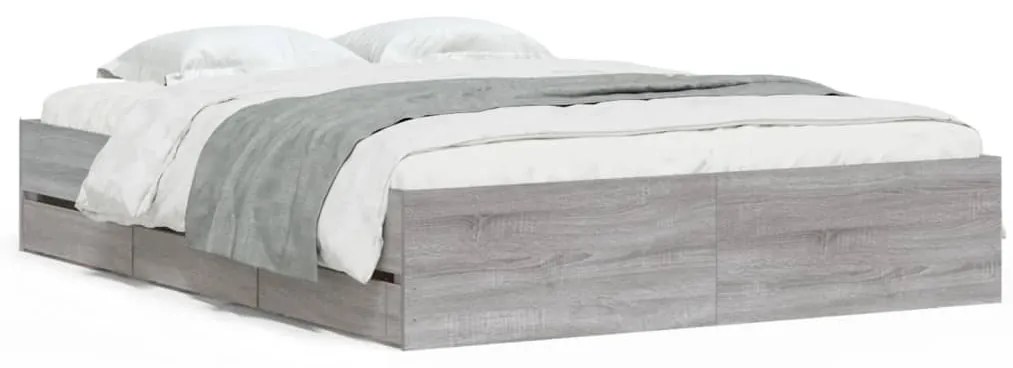 Giroletto cassetti grigio sonoma 140x200 cm legno multistrato
