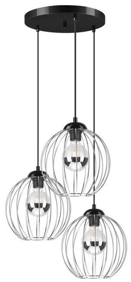 Lampadario a sospensione con filo ZOYA 3xE27/60W/230V cromo lucido