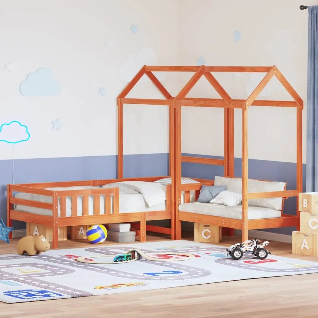 Giroletto con panca e tetto cera 90x190 cm legno massello pino