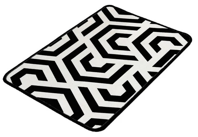 Tappetino da bagno bianco/nero 60x40 cm Line - Foutastic