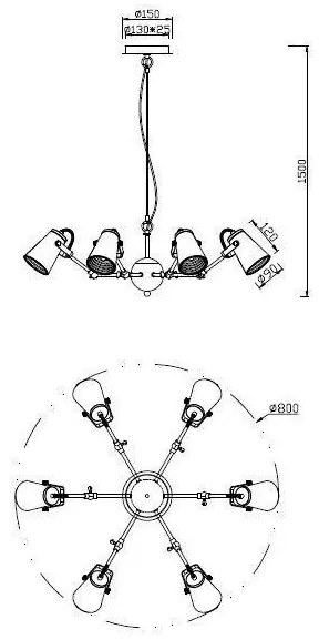 Trio - Lampadario a sospensione con filo EDWARD 6xE14/40W/230V