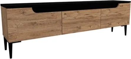 Mobile TV 145x30x45 Effetto Legno Con Inserti E Piedini Neri Aral