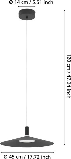 Eglo 902183 - LED RGBW dimmerabile lampada a sospensione su cavo CONOMAVILLA-Z LED/15,5W/230V nero