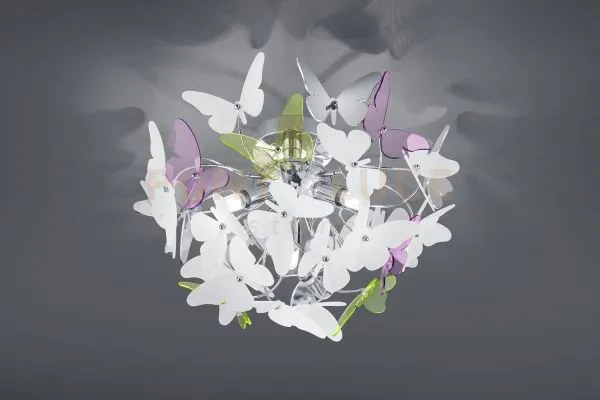 Butterfly plafoniera cromata con farfalle incluso kit colorato e bi...