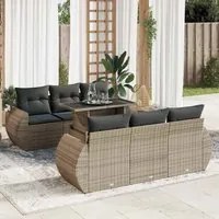 Set Divani da Giardino 7 pz con Cuscini Grigio in Polyrattan 3326581