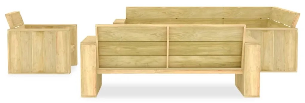 Set divani da giardino 4 pz in legno di pino impregnato