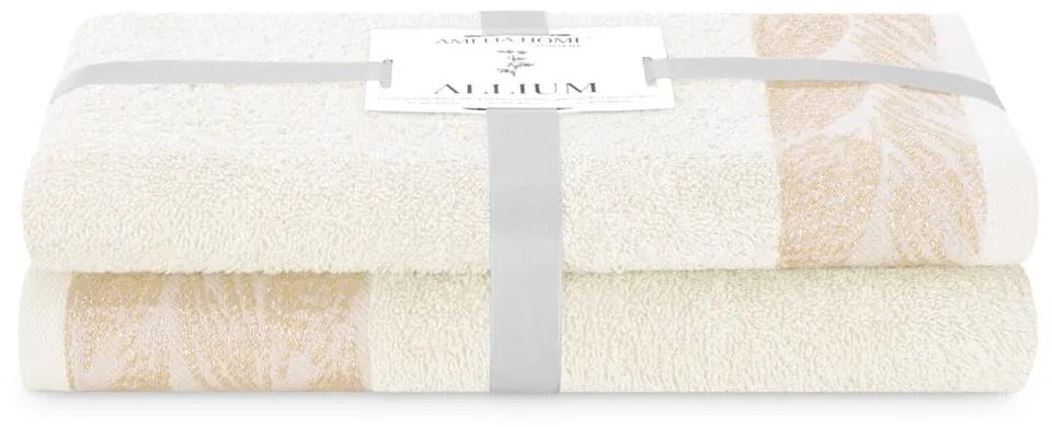 Asciugamani e teli da bagno in spugna di cotone color crema in set di 2 pezzi Allium - AmeliaHome