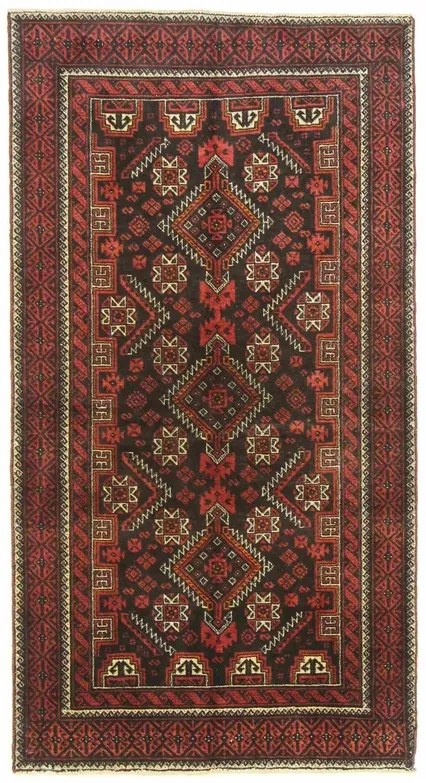 Beluch Tappeto 110 x 200 Nero (Iran) Annodato A Mano