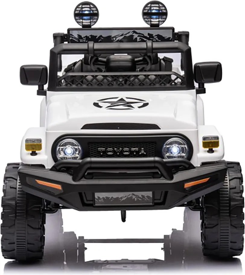 Macchina Elettrica per Bambini Fuoristrada Toyota Fj Cruiser 12V Telecomando Ruote in Gomma e Sedile in Pelle Bianco...