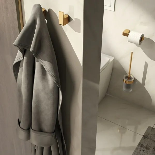 Gedy - Set da 2 ganci da parete PIRENEI oro opaco