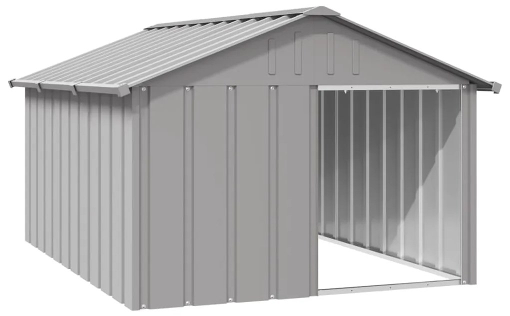 Casetta per cani grigio 116,5x153x81,5 cm acciaio zincato