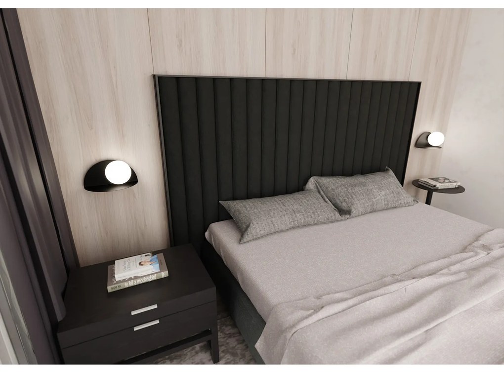 Applique 1 Luce Indiretta Agni Con Base In Acciaio Nero E Vetro Opale