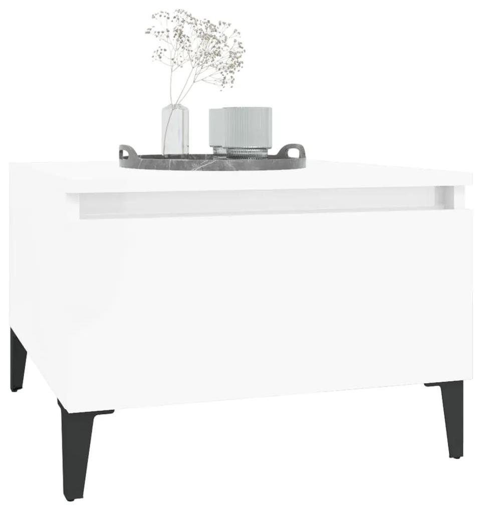 Tavolini 2pz bianco lucido 50x46x35 cm in legno multistrato