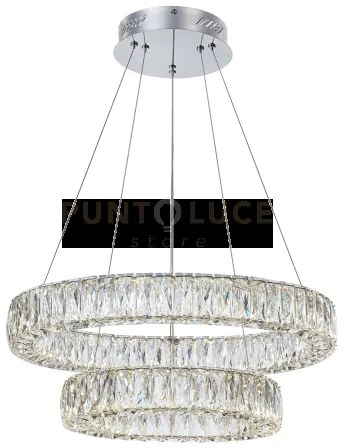 Crystal ring sospensione doppia, led 57,6w 3600lm 3000k, dimmerabil...