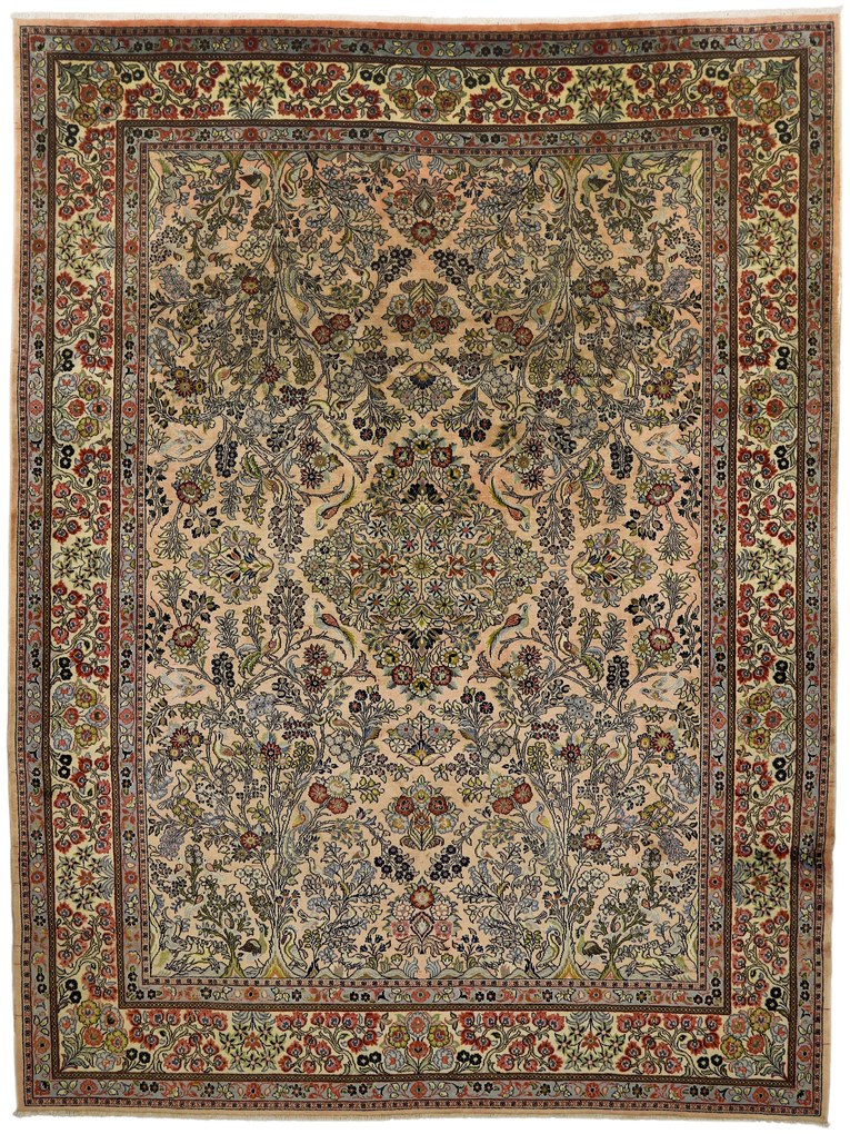 Sarouk Tappeto 390x300 Beige (Iran) Annodato A Mano