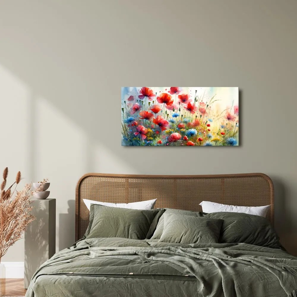 Quadro su tela – Campo in fiore di papaveri e fiordalisi