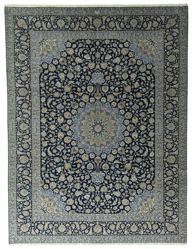 Kashan Tappeto persiano 300 x 390 Blu (Iran) Annodato A Mano