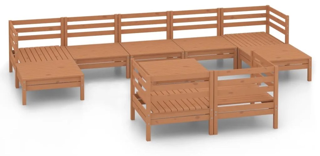 Set Salotto da Giardino 10 pz Miele in Legno Massello di Pino