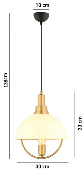 Lampadario a sospensione con cavo MONZA 1xE27/40W/230V Ø 30 cm crema/oro