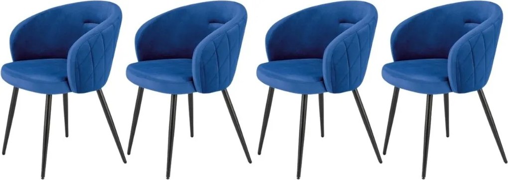 Set di 4 sedie K430 in velluto blu navy