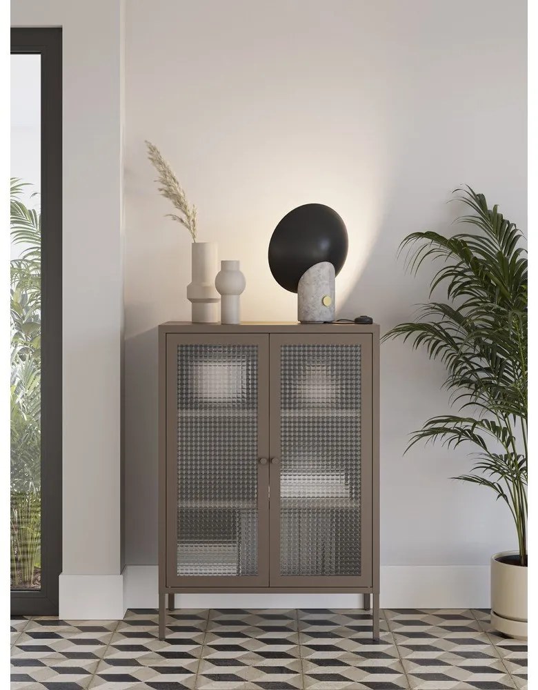 Vetrina grigia in metallo 70x100x40 cm Layna – Marckeric