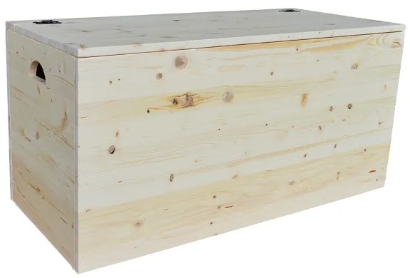 Cassapanca pouf contenitore in legno massello NATURALE cm 98