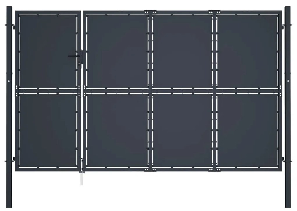 Cancello Di Recinzione İn Acciaio 350x150 Cm Antracite /