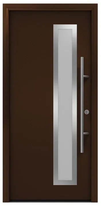 Portoncino d'ingresso HORMANN Iso Pro Secur 730s con vetro L 80 x H 210 cm in acciaio marrone, apertura tirare a destra