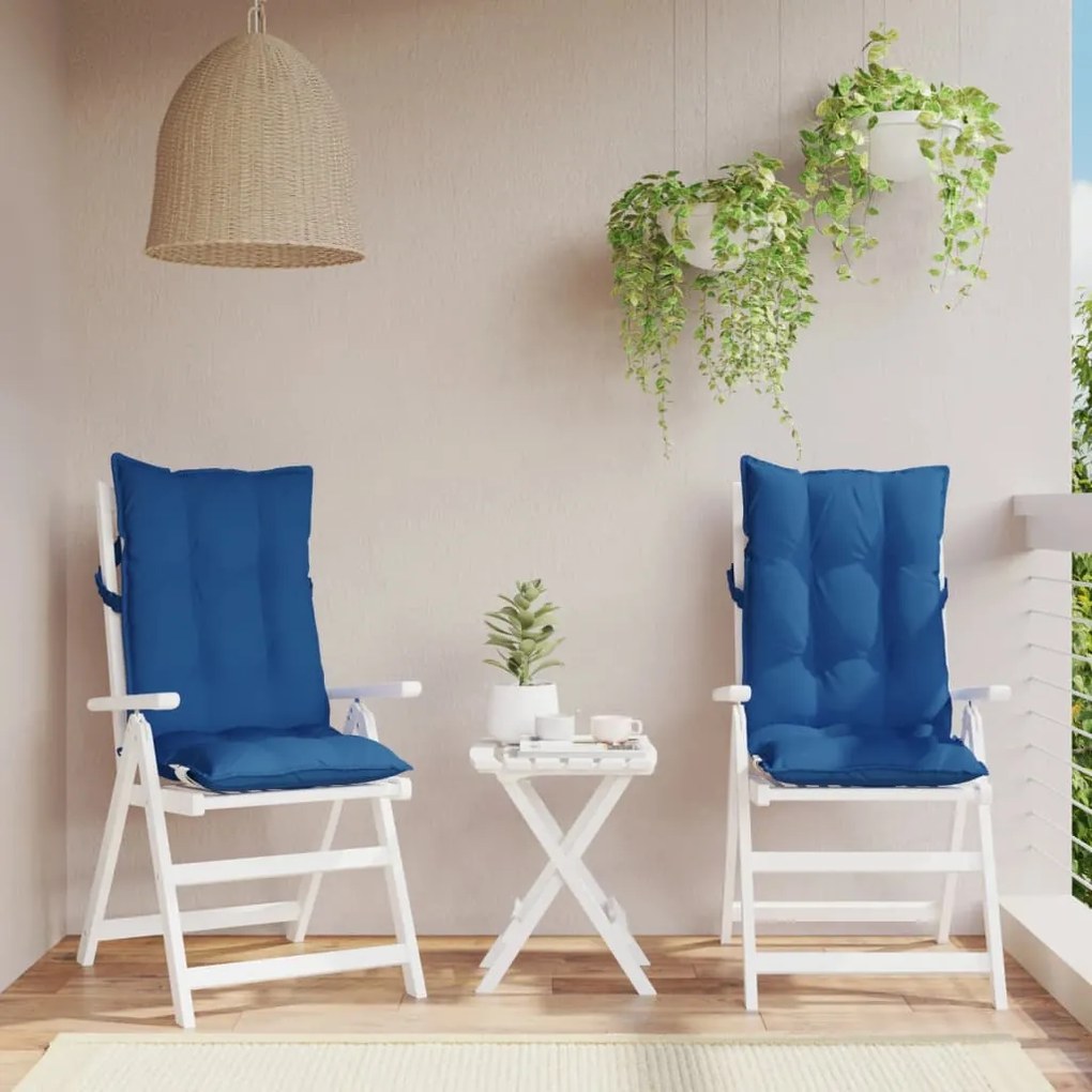 Cuscini Sedia Con Schienale Alto 2 Pz Blu Reale Tessuto Oxford /