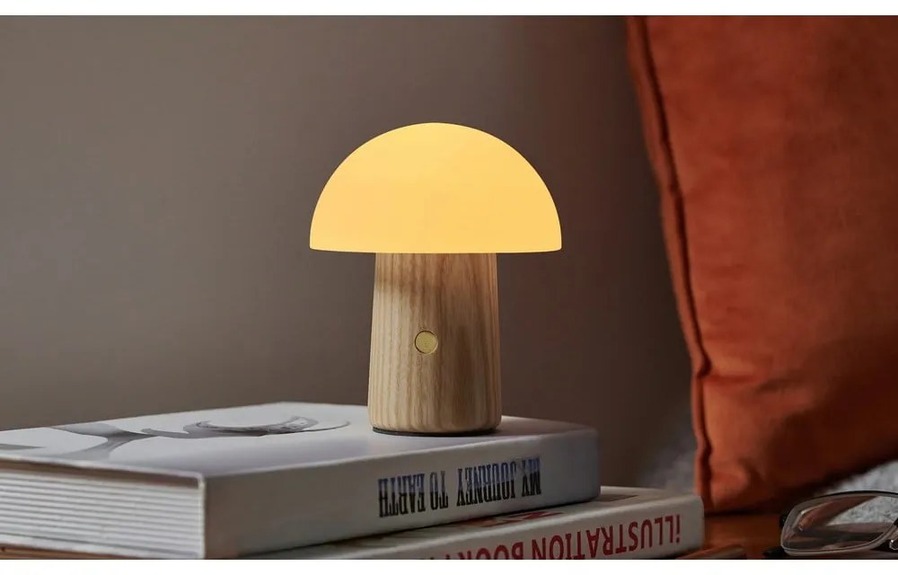Lampada da tavolo dimmerabile in colore naturale con paralume in vetro (altezza 13 cm) Alice - Gingko