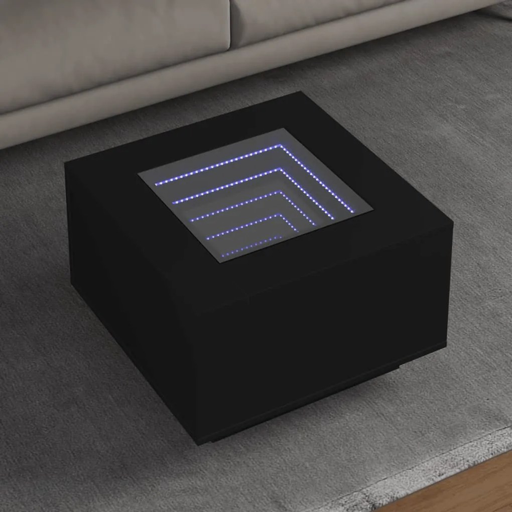 Tavolino Salotto Con Led Rovere Fumo 60x60x40 Cm Multistrato /