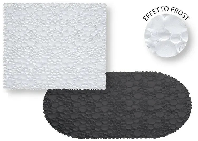 Tappetino doccia antiscivolo nero in gomma ovale con ventose