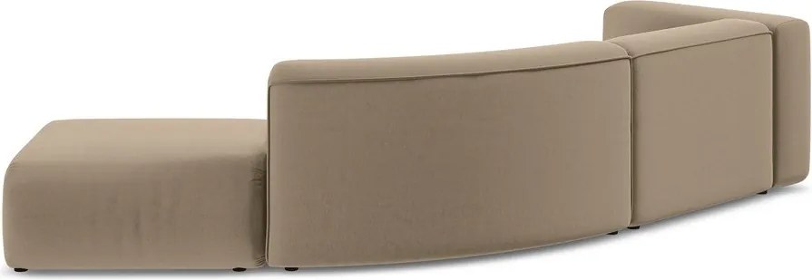 Chaise longue beige (con penisola a destra) con rivestimento in velluto Ekahi – Makamii