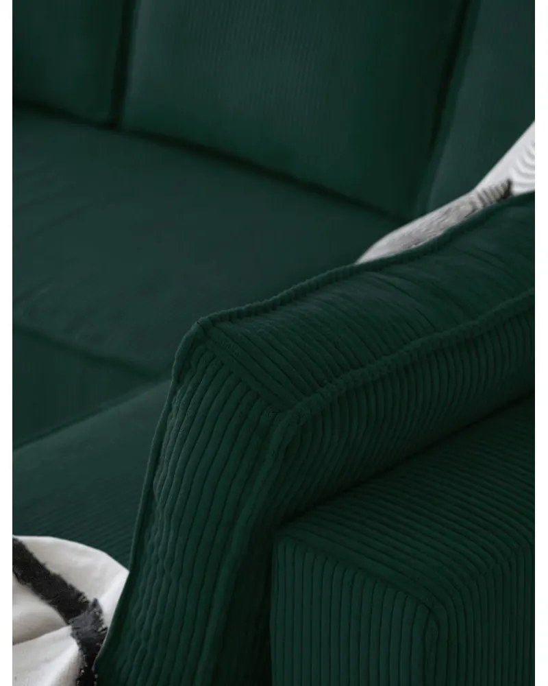 Divano letto angolare in velluto a coste verde scuro Brave Dave - Miuform