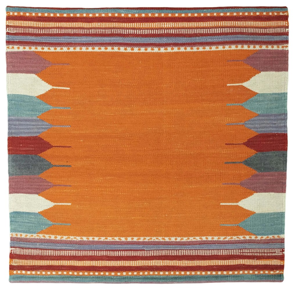 Kilim Tappeto 90x90 Giallo (Iran) Tessuto A Mano