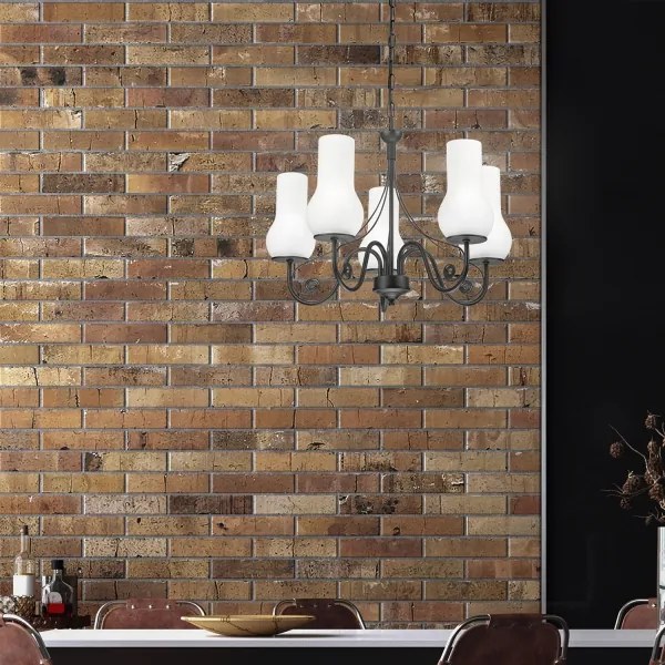 Brilagi - LED Lampadario a sospensione con catena COTTAGE 5xE14/40W/230V nero/bianco