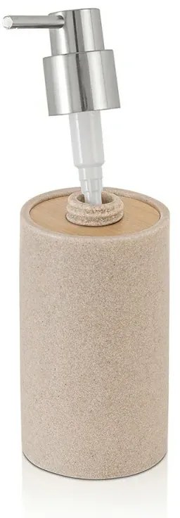Dispenser per sapone liquido Sahara, in resina beige con particolari in bamboo