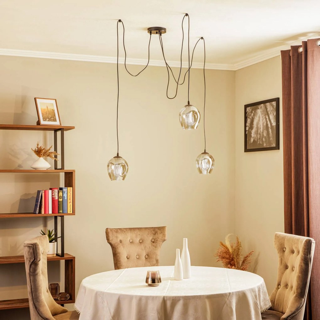 Lampada a sospensione in vetro Starla EMIBIG LIGHTING, dimmerabile, Nero, Soggiorno / Sala da pranzo, Vetro, Moderno, Lampada a sospensione