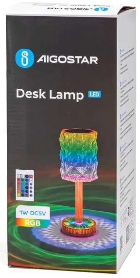 Aigostar- LED RGB Lampada da tavolo ricaricabile dimmerabile LED/1W/5V 1800mAh 26 cm + +TC