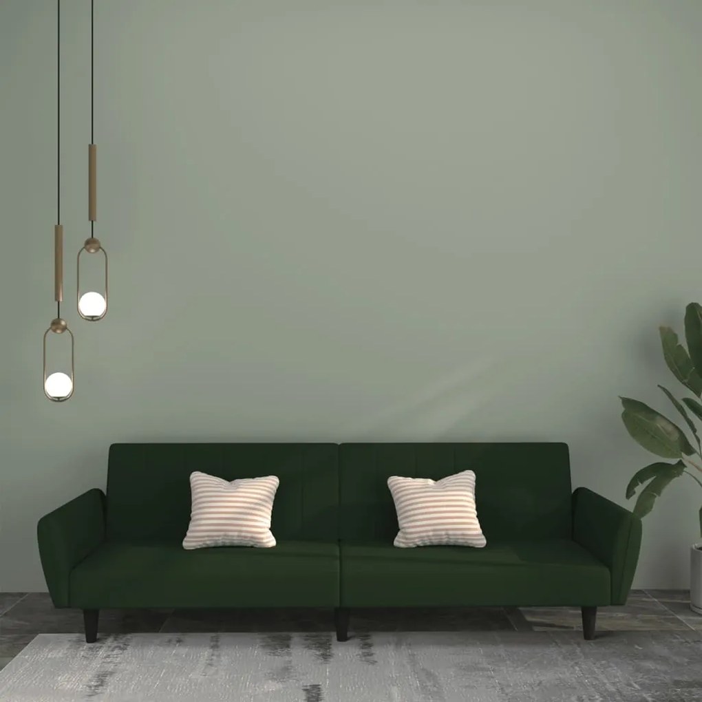 Divano Letto A 2 Posti Verde Scuro İn Velluto /