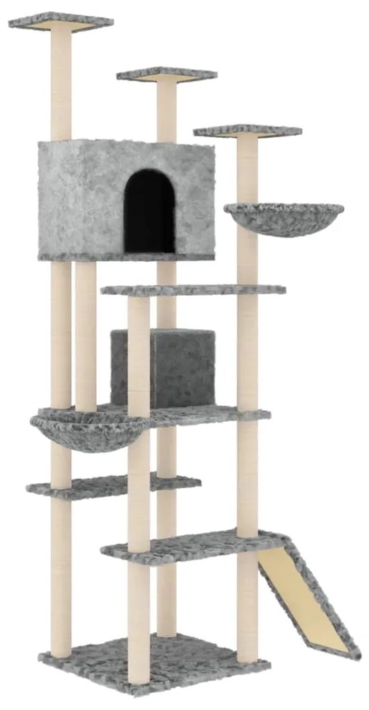 Albero per gatti con tiragraffi in sisal grigio chiaro 191 cm
