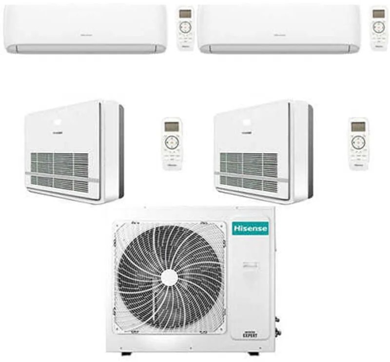 Climatizzatore Condizionatore Hisense Console R32 Quadri Split Hi comfort + Console Inverter 9000 + 9000 + 9000 + 9000 BTU con U.E. 5AMW105U4RQC