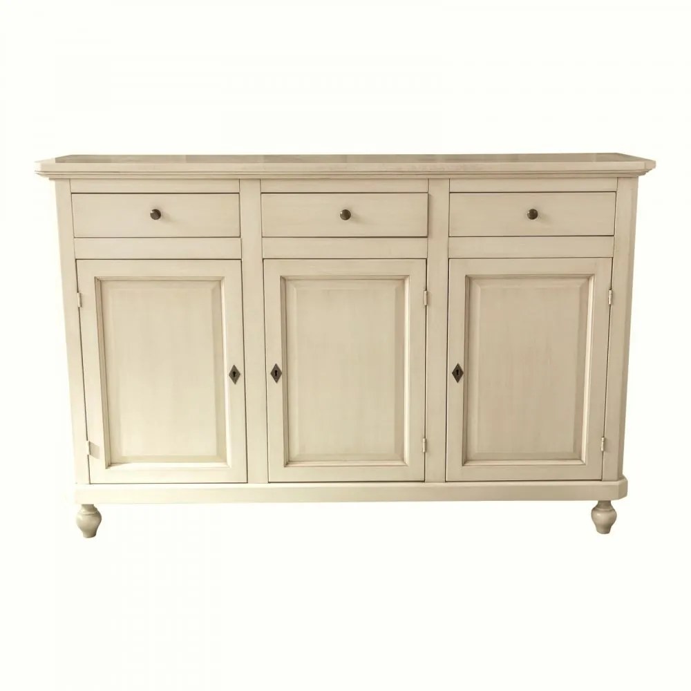 Credenza classica in legno avorio anticato