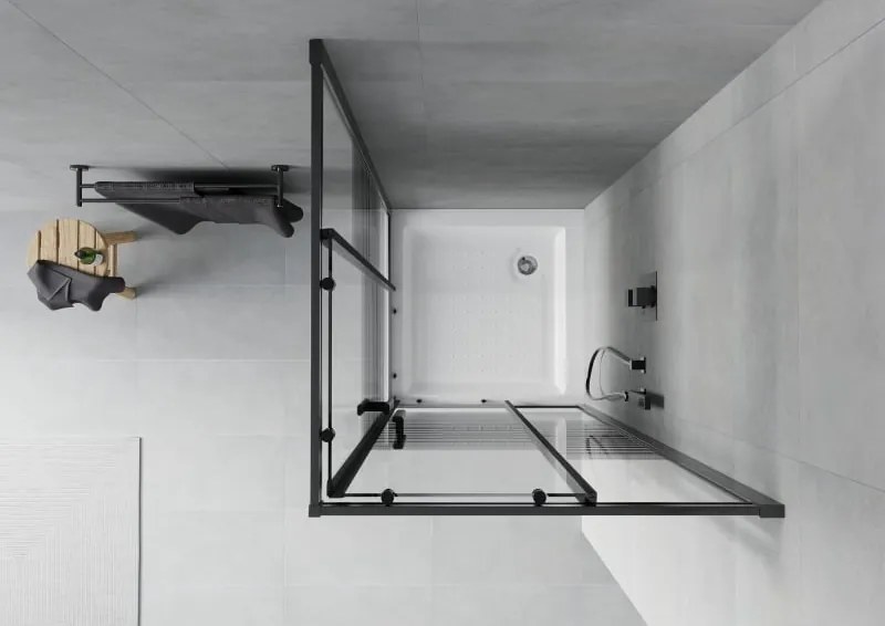 Mexen Rio cabina doccia quadrata 80 x 80 cm, fasce nere, nero + piatto doccia, bianco - 860-080-080-70-20-4510