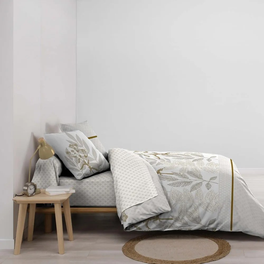 Set copripiumino e federa beige in cotone per letto matrimoniale ed esteso con lenzuolo incluso/6 pezzi 240x220 cm Raoni – douceur d'intérieur